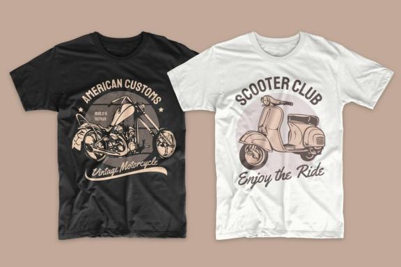 Vintage Motorcycles Vector T-shirt Design Bundle