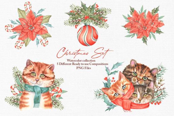 Watercolor Christmas Set