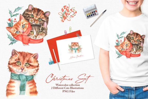 Watercolor Christmas Set