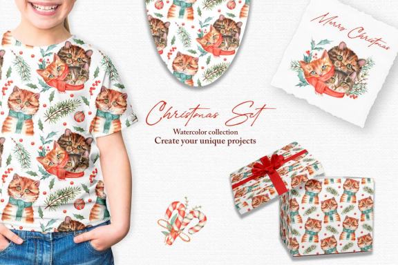 Watercolor Christmas Set