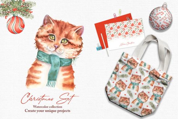 Watercolor Christmas Set