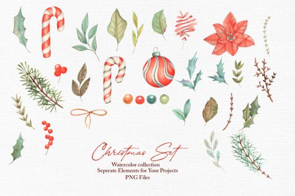 Watercolor Christmas Set