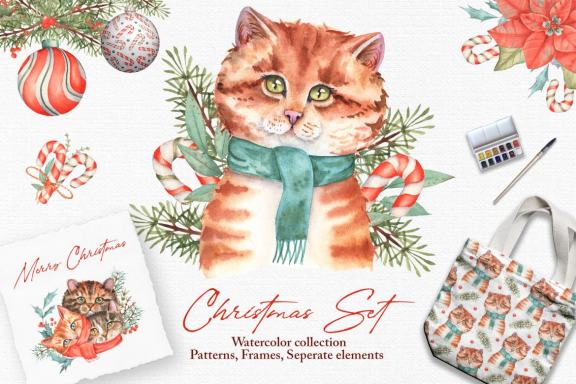 Watercolor Christmas Set
