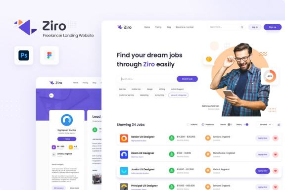 Ziro - Freelancer Directory Website Design Template