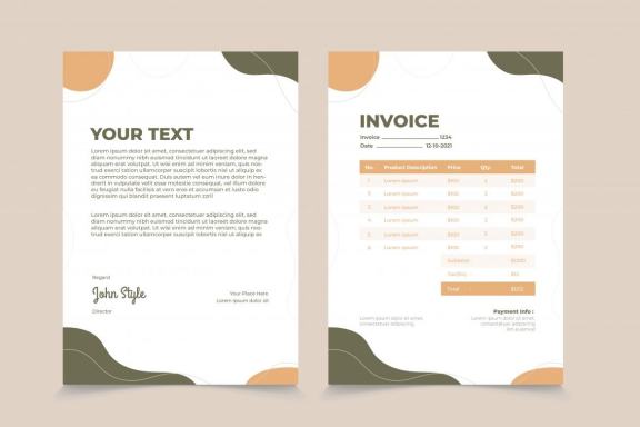 Abstract wave invoice template design