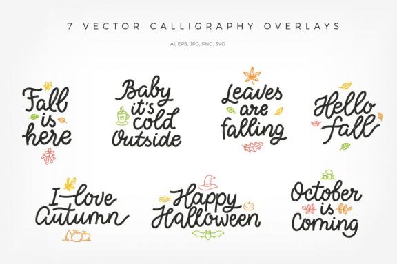 Autumn Collection, vector letterings