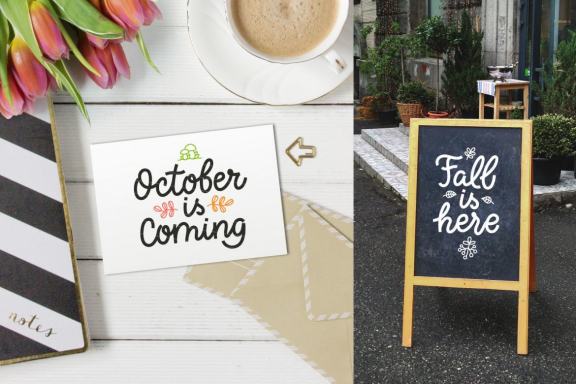 Autumn Collection, vector letterings