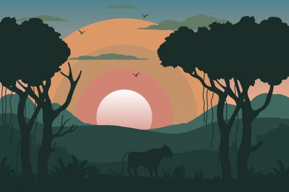 Wild animals on the background of nature