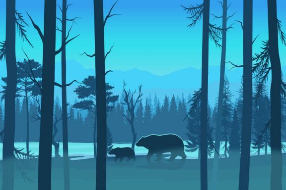 Wild animals on the background of nature