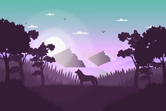 Wild animals on the background of nature