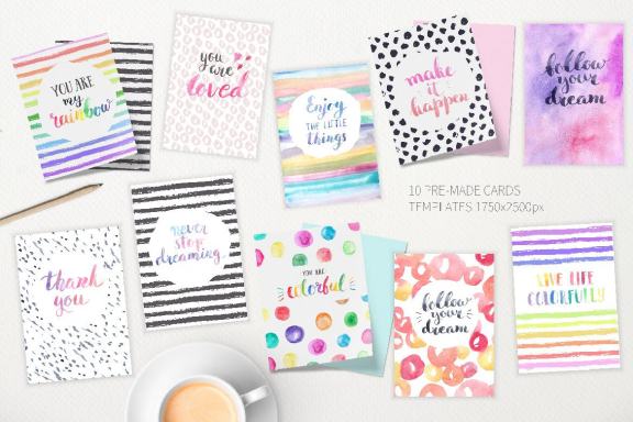 Watercolor Lettering Creative Set