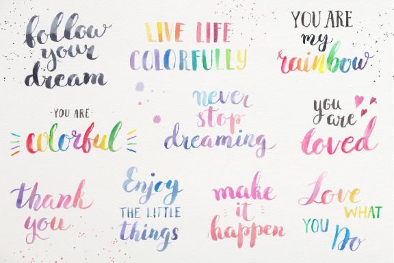 Watercolor Lettering Creative Set