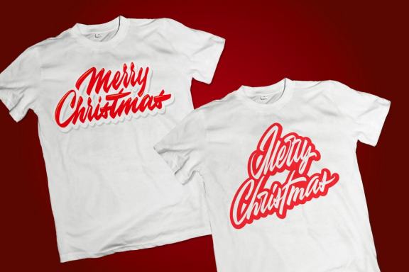 Merry Christmas vector lettering