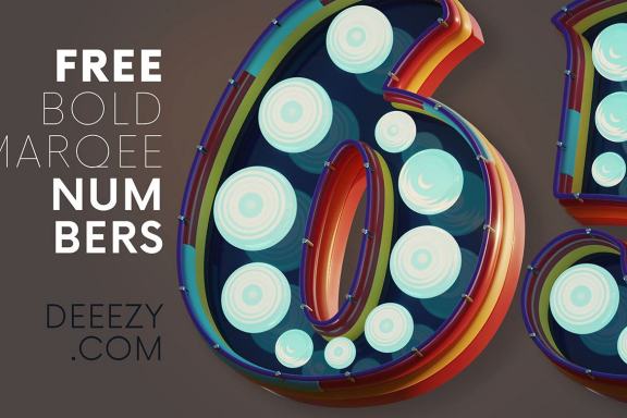 Bold Marquee - Free 3D Numbers