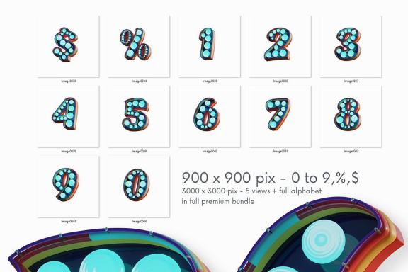 Bold Marquee - Free 3D Numbers
