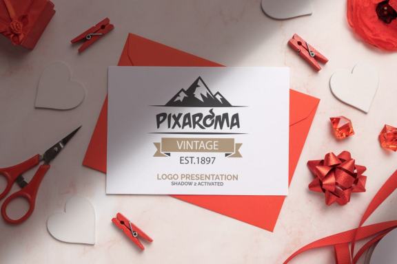  Romantic Card with Envelope Mockup