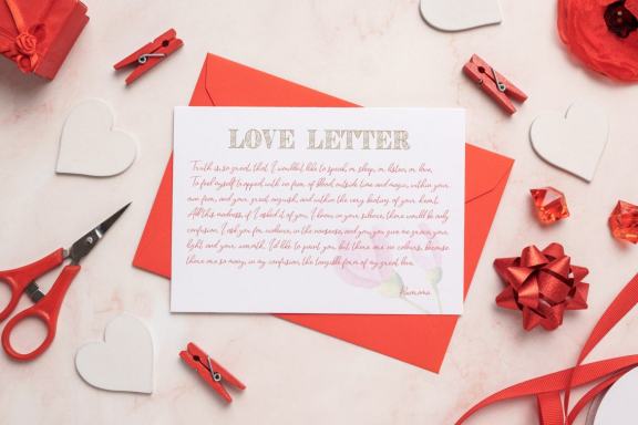  Romantic Card with Envelope Mockup