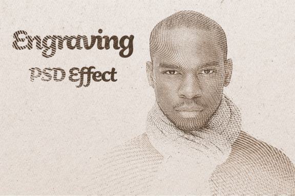 Colored Engraving Effect Mockup