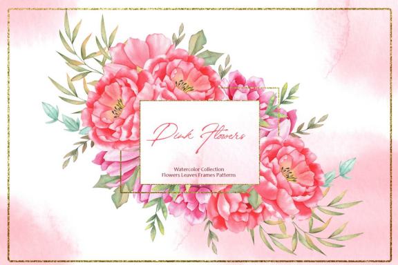 Watercolor Pink Flowers Collection