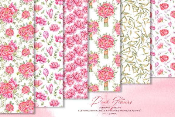 Watercolor Pink Flowers Collection