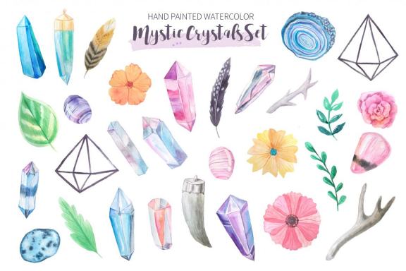 Watercolor Mystic Crystals Set