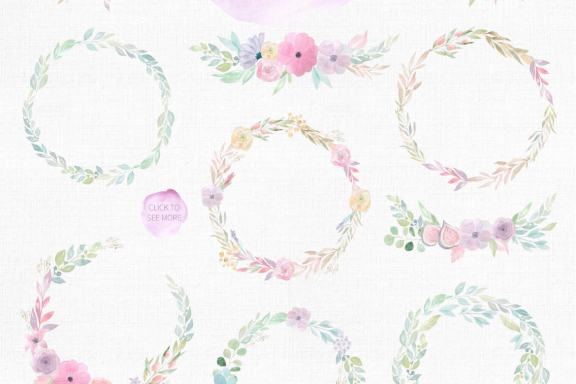 Watercolor Morning Meadow Floral Set