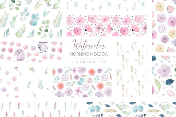 15 Morning Meadow Seamless Patterns