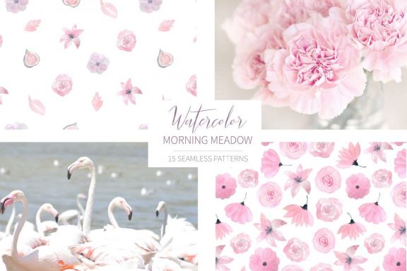 15 Morning Meadow Seamless Patterns