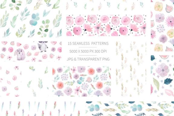 15 Morning Meadow Seamless Patterns