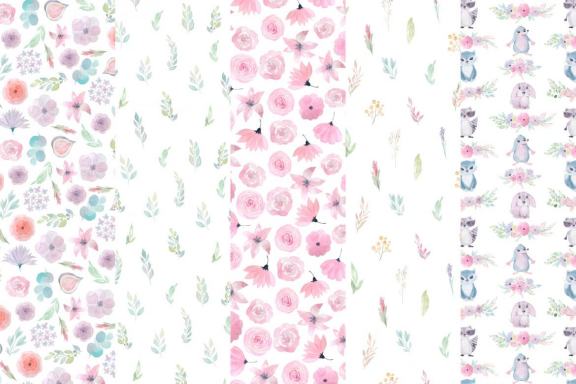 15 Morning Meadow Seamless Patterns