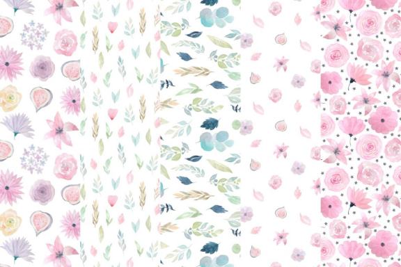 15 Morning Meadow Seamless Patterns
