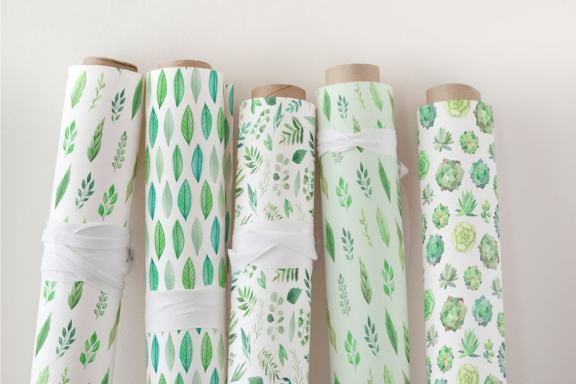 4 Watercolor Greenery Patterns Graphic