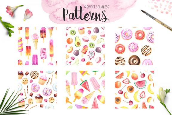 Watercolor Fruits Desserts Vol.2