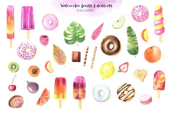 Watercolor Fruits Desserts Vol.2