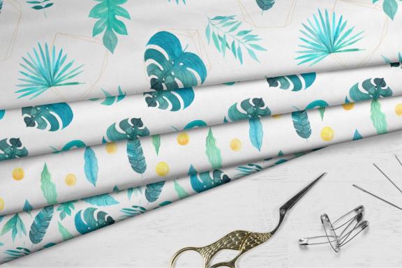 Watercolor Tropical Green Leaves and Frames clipart