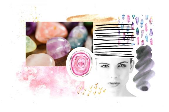 Watercolor Gems & Feathers clipart Set