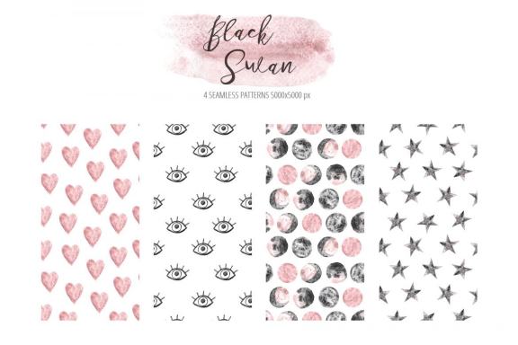 Watercolor Black Swan clipart set