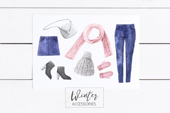 Watercolor Winter Clothes Set