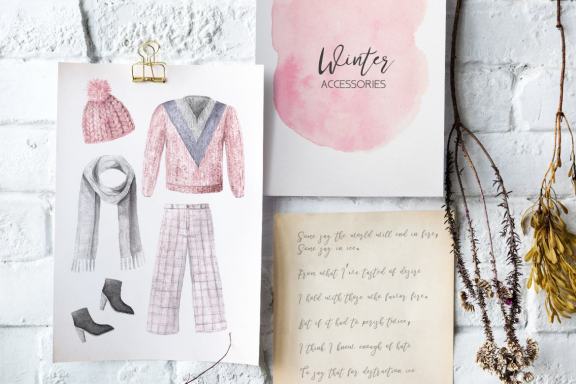 Watercolor Winter Clothes Set