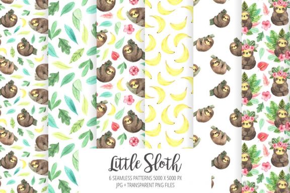 Watercolor Sloth animals and Tropic Florals clipart