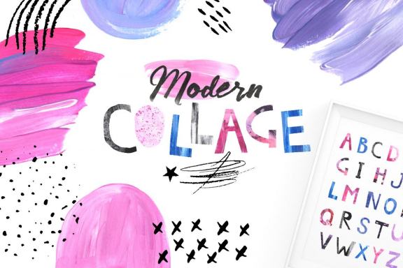 Modern Collage Cutout papers clipart set