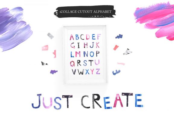 Modern Collage Cutout papers clipart set