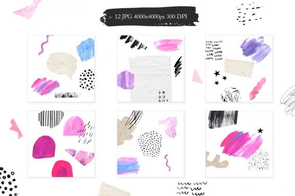 Modern Collage Cutout papers clipart set