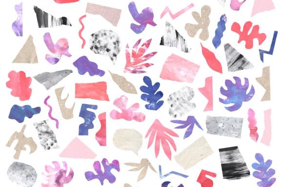 Modern Collage Cutout papers clipart set