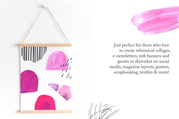 Modern Collage Cutout papers clipart set