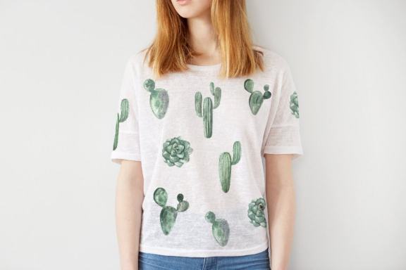 Watercolor Tropical Cactus clipart set