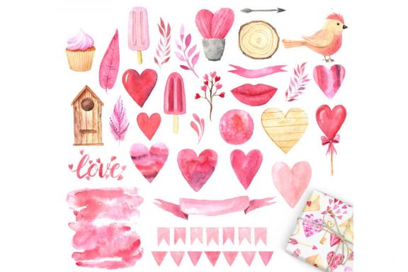 Watercolor Valentine's Day Set Vol.2