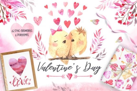 Watercolor Valentine's Day Set Vol.2