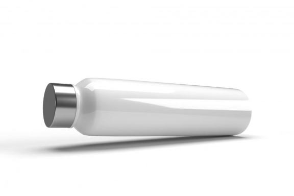 Realistic Long Rounded Plastic Bottle Mockup