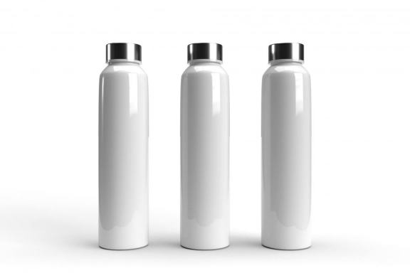 Realistic Long Rounded Plastic Bottle Mockup